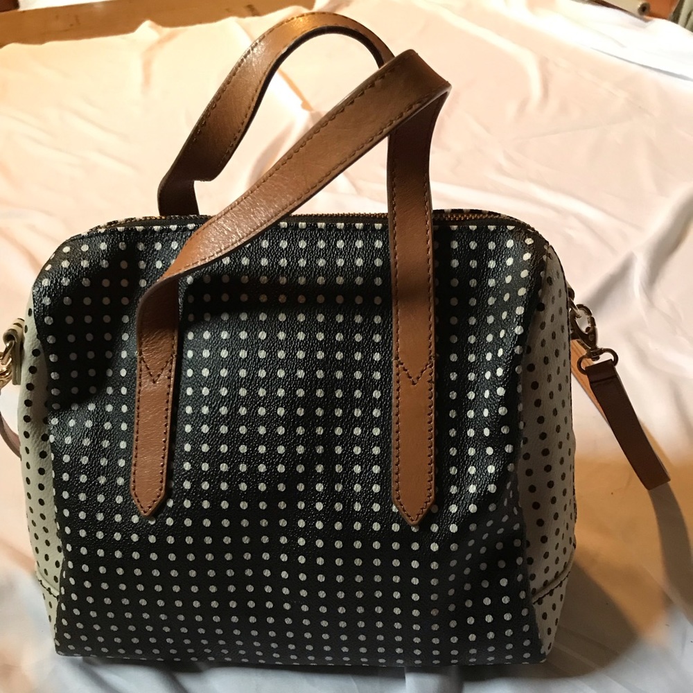 Fossil Original Sydney Polka Dot Leather Satchel/Crossbody